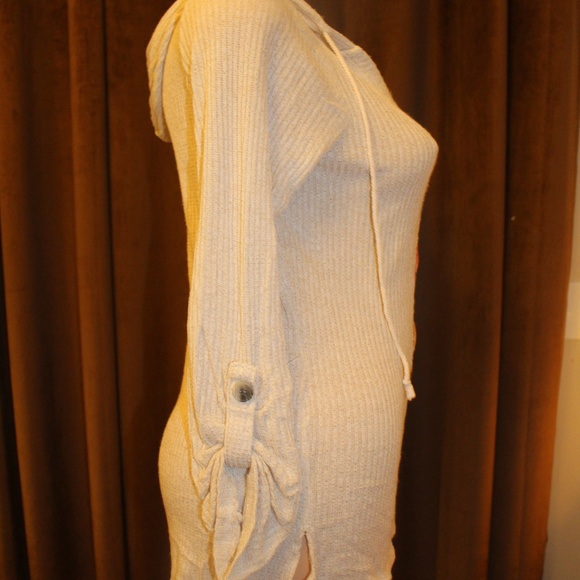 Sequin Thermal Drawstring Hi Lo Hoodie Sweater M - Picture 4 of 5